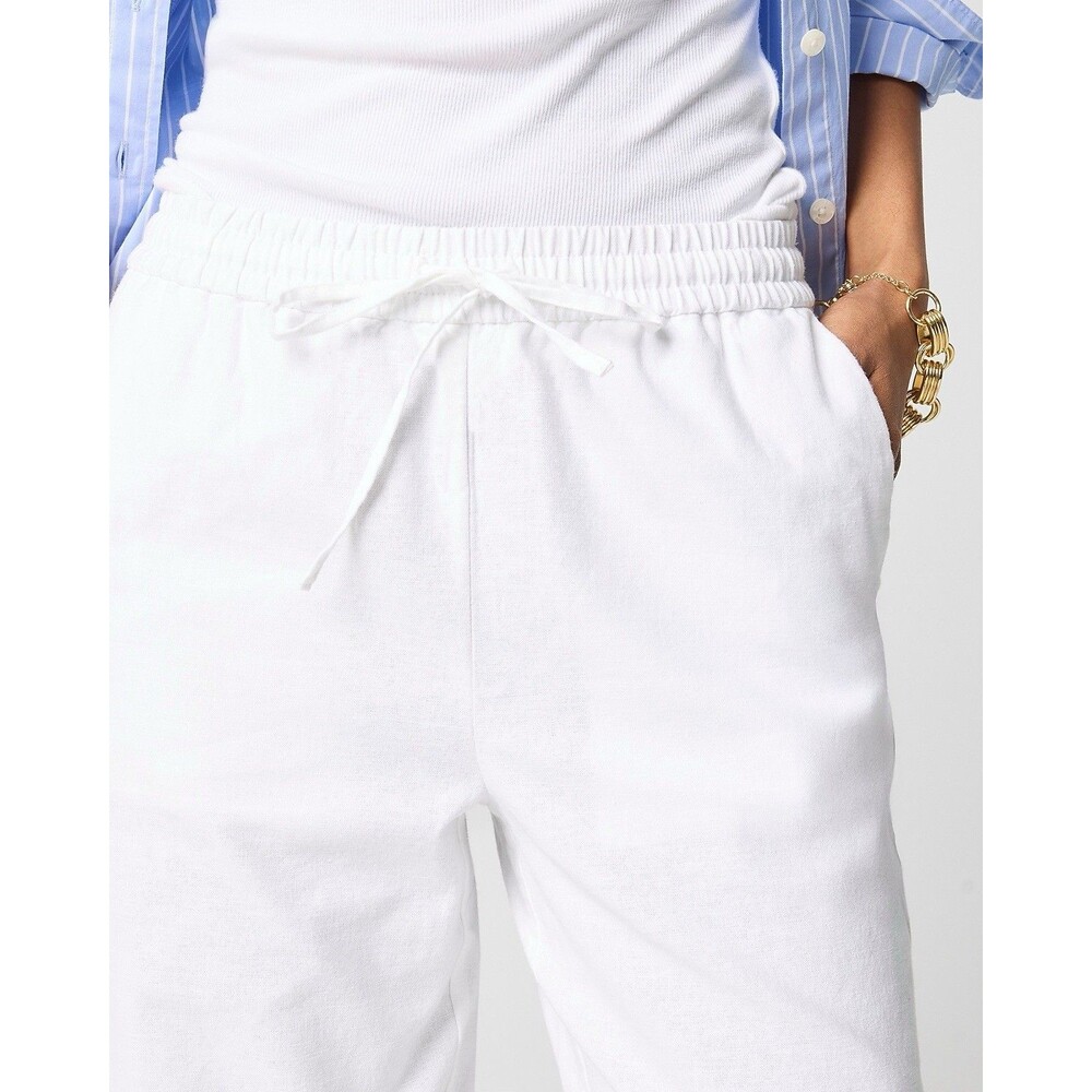 J.Crew Factory Linen-blend slim wide-leg drawstring pant NWT Size 10 - Picture 2 of 12